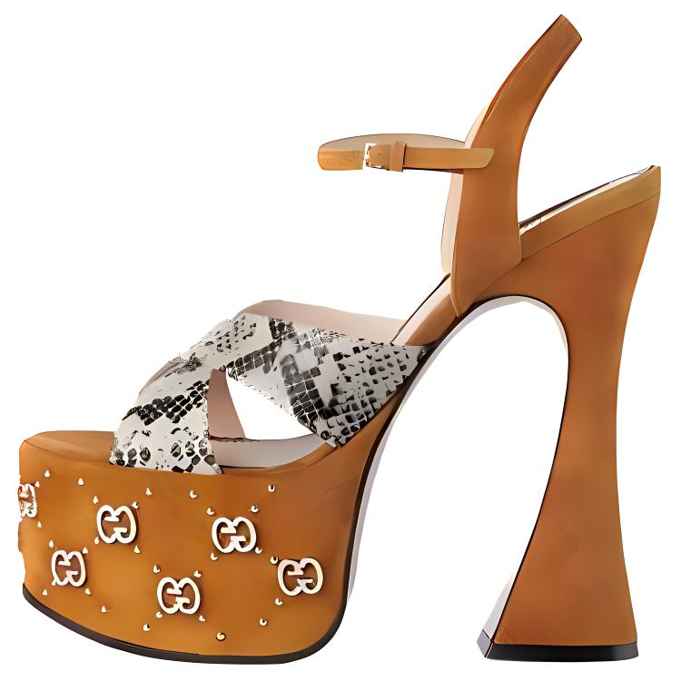 Buy (W) Gucci Samt Offene Zehen Chunky Heel Sandale ''Braun'' 719843-AAA5V-9778