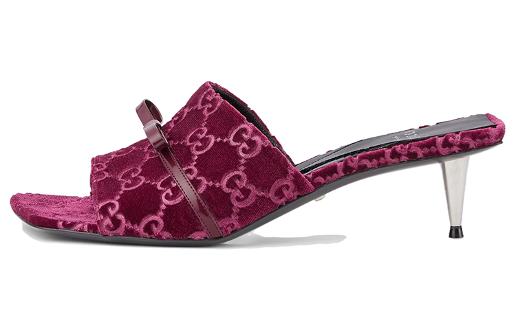 (Women) Gucci Velvet Round Toe Slip-On Slides 'Burgundy' 764182-FACNH-6112