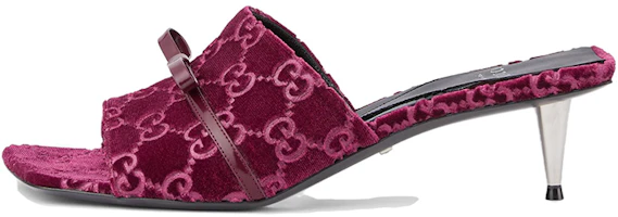 (Women) Gucci Velvet Round Toe Slip-On Slides 'Burgundy' 764182-FACNH-6112 (Women) Gucci Velvet Round Toe Slip-On Slides 'Burgundy' 764182-FACNH-6112