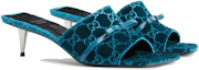 Lookbook (W) Gucci Samt Runde Zehenspitze Dünner Absatz Sandale ''Blau'' 764182-FACNH-4647