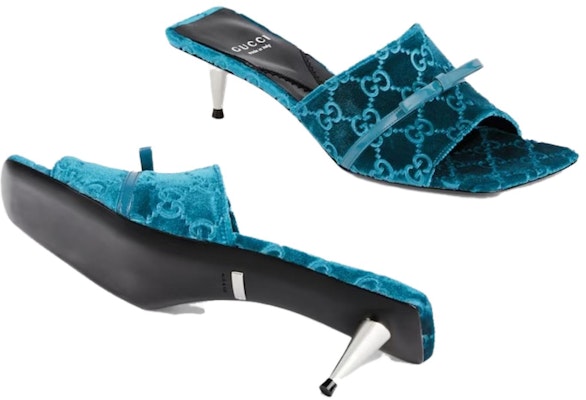 (W) 구찌 블루 벨벳 슬라이드 힐 (thin heel implied) 764182-FACNH-4647 Purchase (W) 구찌 블루 벨벳 슬라이드 힐 (thin heel implied) 764182-FACNH-4647