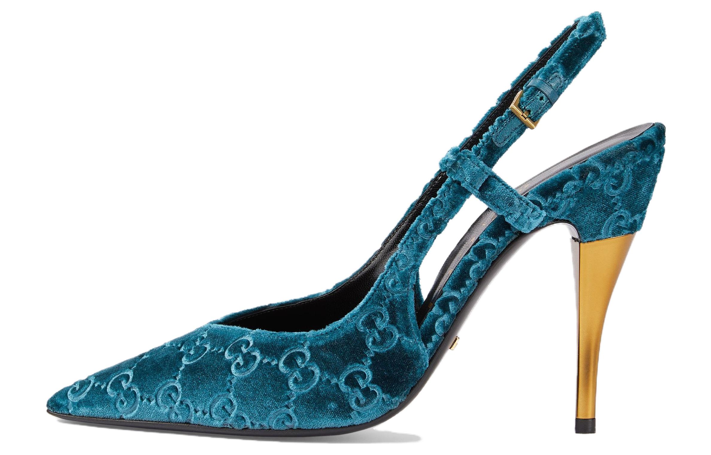 (Women) Gucci Velvet Simple Comfort 10.5cm 'Blue Stiletto Heels' 762383-FACMA-4641