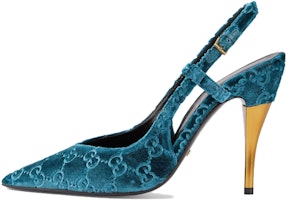 (Women) Gucci Velvet Simple Comfort 10.5cm 'Blue Stiletto Heels' 762383-FACMA-4641 (Women) Gucci Velvet Simple Comfort 10.5cm 'Blue Stiletto Heels' 762383-FACMA-4641