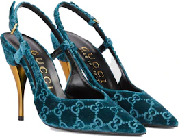 Lookbook (W) Gucci Velvet Simple Nyaman 10.5cm 'Sepatu Hak Stiletto Biru' 762383-FACMA-4641
