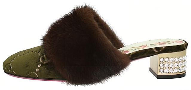 (W) 古驰绿时尚天鹅绒拖鞋 502871-EYR10-2075 Buy (W) 古驰绿时尚天鹅绒拖鞋 502871-EYR10-2075