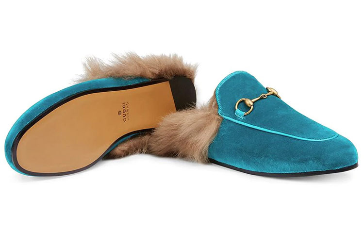 Gucci Pink Velvet and Fur Princetown Slippers Gucci
