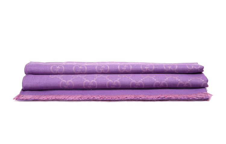 (Women) GUCCI Versatile Wool Knit Scarf in Light Purple 165903-3G646-5372 圖 4