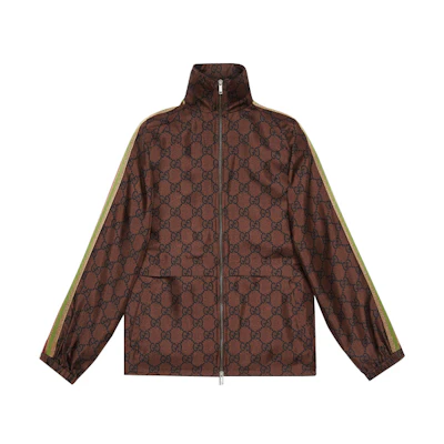 (Women) Gucci Vintage GG Print Zip Jacket for Women Brown 625007-XJCL5-2138