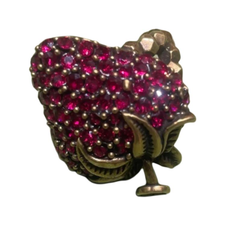(Women) GUCCI Vintage Gold Crystal Strawberry Metal Ring for Women - Red 580297-J1D50-8580 圖 2