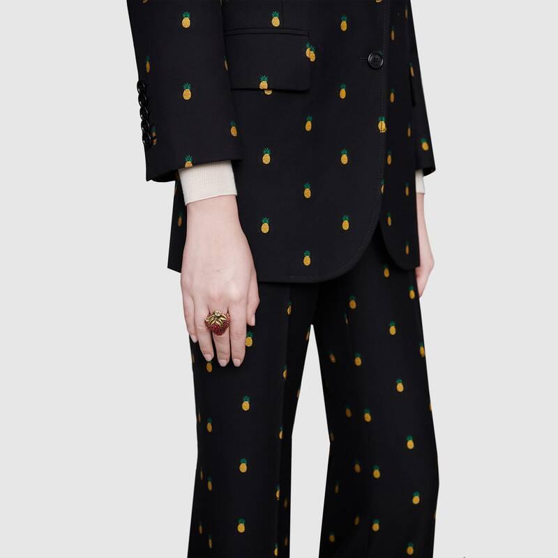 (Women) GUCCI Vintage Gold Crystal Strawberry Metal Ring for Women - Red 580297-J1D50-8580 圖 3