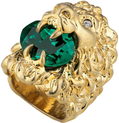 (W) 구찌 빈티지 메탈 여성용 크리스탈 라이언 헤드 반지. 675305-I6658-8520 Shop (W) 구찌 빈티지 메탈 여성용 크리스탈 라이언 헤드 반지. 675305-I6658-8520