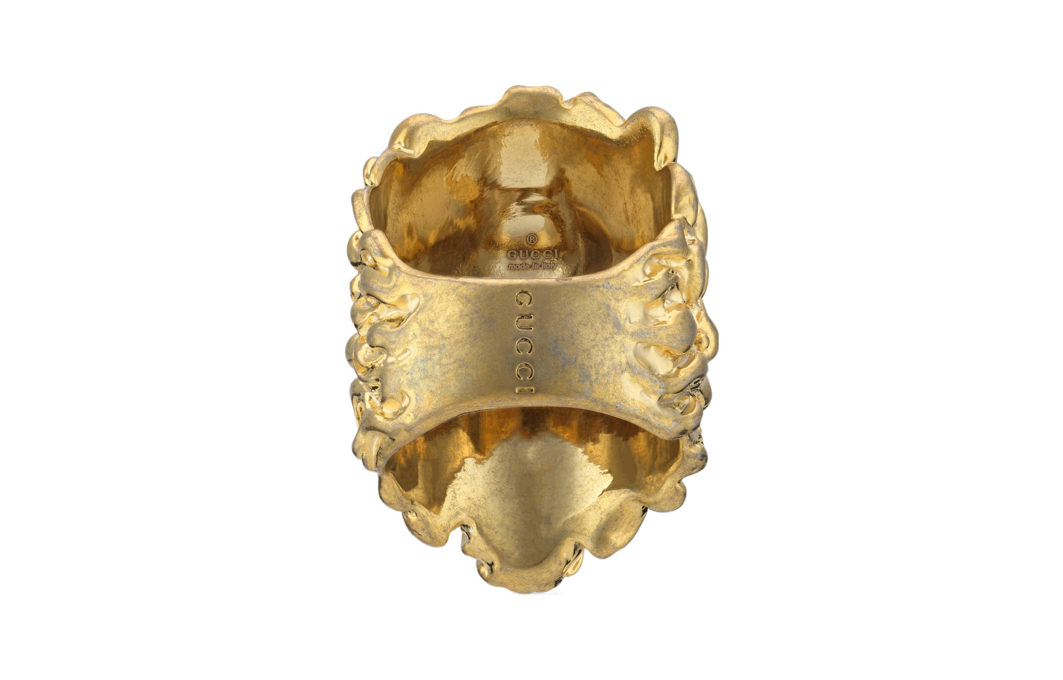 Purchase (W) 구찌 빈티지 메탈 여성용 크리스탈 라이언 헤드 반지. 675305-I6658-8520