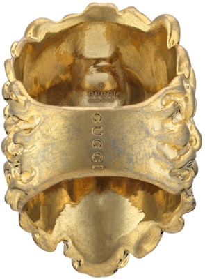 (W) 구찌 빈티지 메탈 여성용 크리스탈 라이언 헤드 반지. 675305-I6658-8520 Purchase (W) 구찌 빈티지 메탈 여성용 크리스탈 라이언 헤드 반지. 675305-I6658-8520