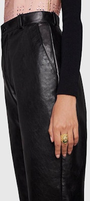 (W) 구찌 빈티지 메탈 여성용 크리스탈 라이언 헤드 반지. 675305-I6658-8520 Details for (W) 구찌 빈티지 메탈 여성용 크리스탈 라이언 헤드 반지. 675305-I6658-8520