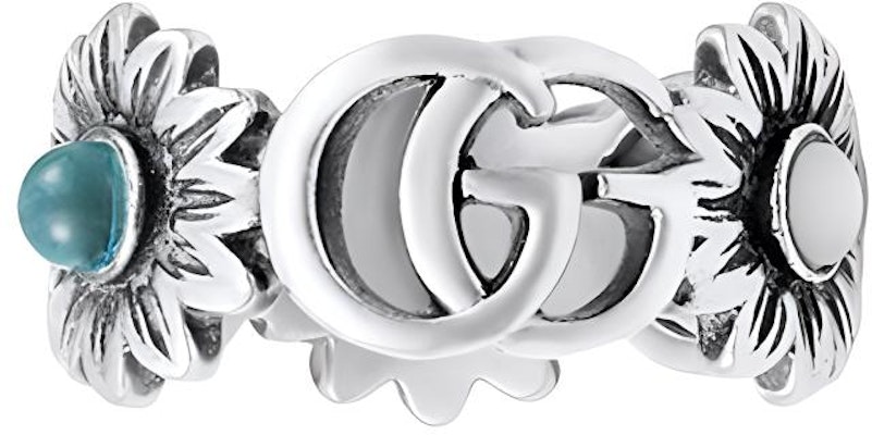 (W) Anillo GUCCI Vintage Plata Doble G con Margaritas y Piedras Preciosas para Mujer 527394-J8474-8517 Buy (W) Anillo GUCCI Vintage Plata Doble G con Margaritas y Piedras Preciosas para Mujer 527394-J8474-8517