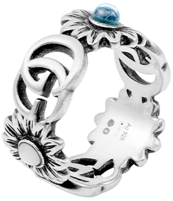 (W) Anillo GUCCI Vintage Plata Doble G con Margaritas y Piedras Preciosas para Mujer 527394-J8474-8517 Lookbook (W) Anillo GUCCI Vintage Plata Doble G con Margaritas y Piedras Preciosas para Mujer 527394-J8474-8517