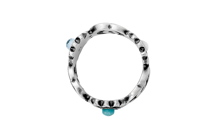 Shop (W) Anillo GUCCI Vintage Plata Doble G con Margaritas y Piedras Preciosas para Mujer 527394-J8474-8517