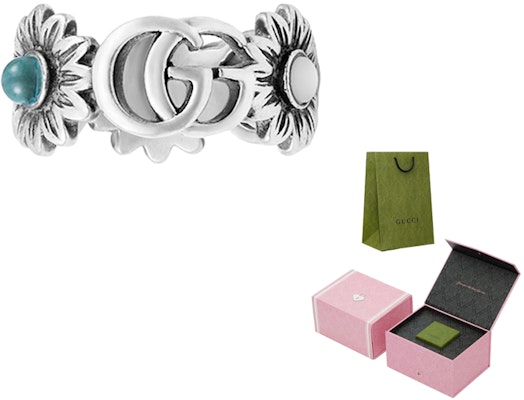 (W) Anillo GUCCI Vintage Plata Doble G con Margaritas y Piedras Preciosas para Mujer 527394-J8474-8517 Purchase (W) Anillo GUCCI Vintage Plata Doble G con Margaritas y Piedras Preciosas para Mujer 527394-J8474-8517