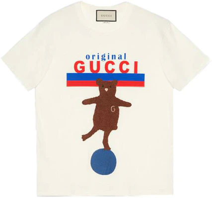 (W) Gucci Baju-T Putih Cerah dengan Rekaan Beruang dan Huruf 615044-XJCRH-9095 Buy (W) Gucci Baju-T Putih Cerah dengan Rekaan Beruang dan Huruf 615044-XJCRH-9095