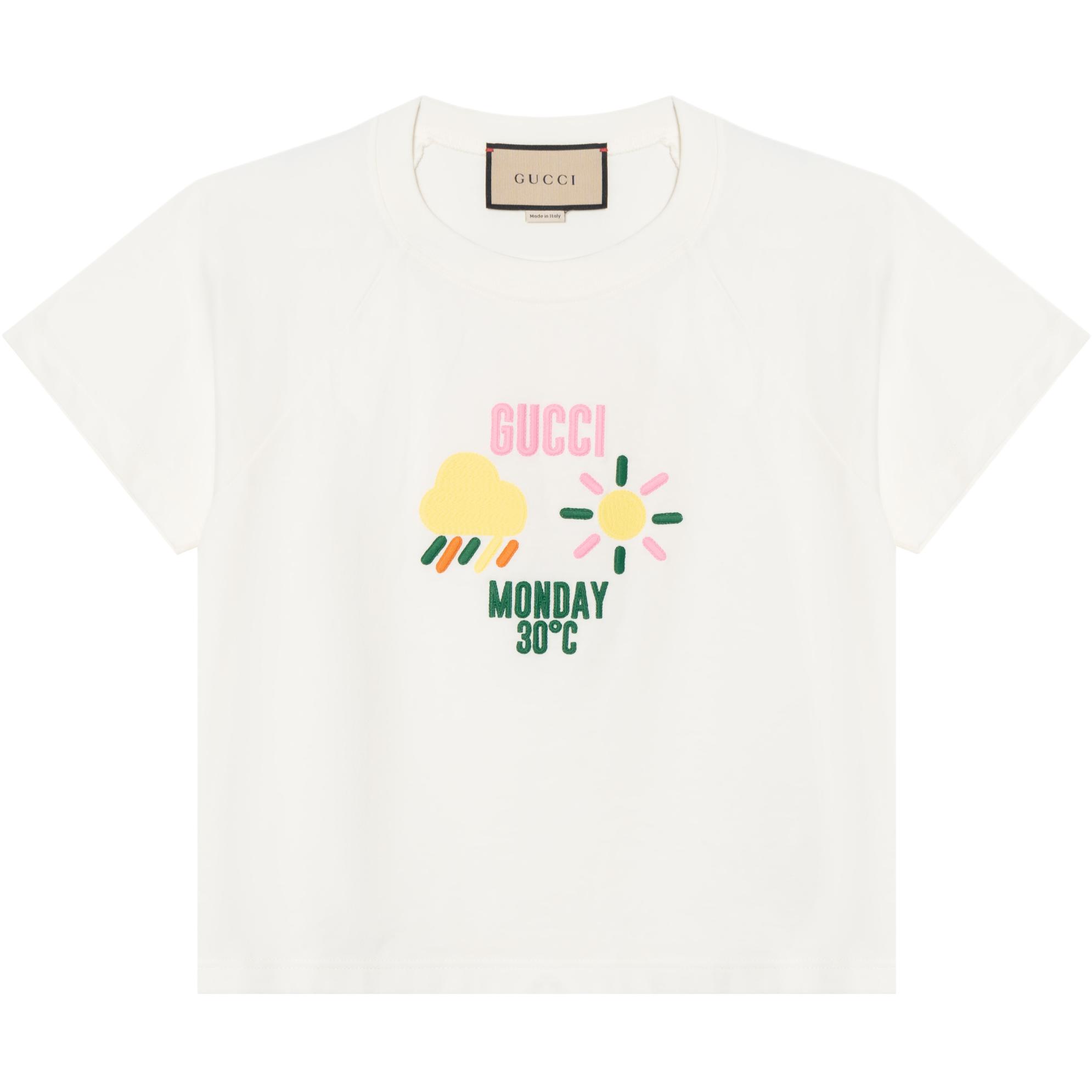 (Women) Gucci Weather Icon Print Crewneck Tee Short Sleeve Ivory FW23 768183-XJGDE-9088