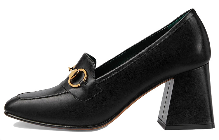 (Women) Gucci Web Accent Leather Pumps 'Black' 757934-AACE8-1000