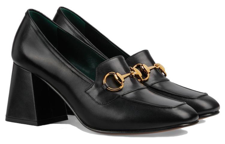 Lookbook GUCCI古馳 皮革 圓頭套腳 粗跟 高筒鞋 3.5cm 女款 黑色