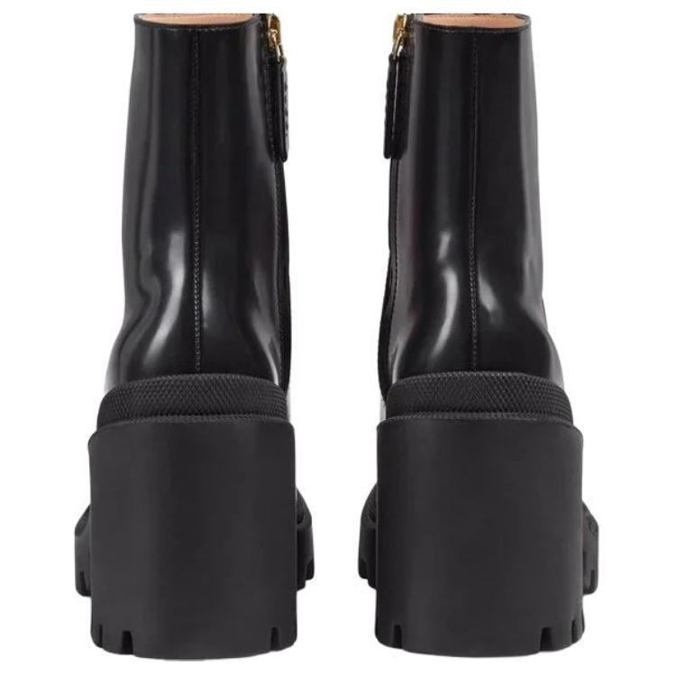 (W) Gucci Web Stripe Leather Zip Boot 'Black' 圖 6