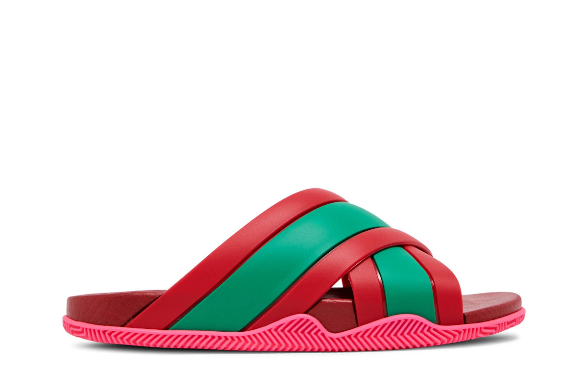 (Women) Gucci Web Stripe Slide Sandal 'Coral'