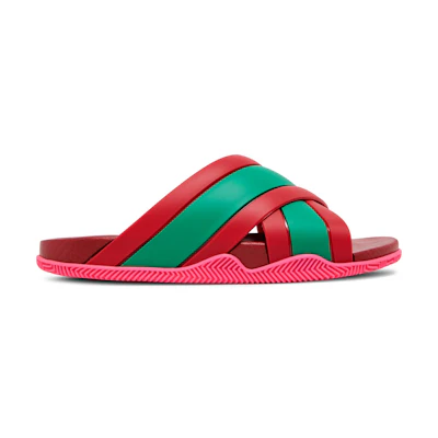 (W) Gucci Web Stripe Slide Sandal 'Coral'