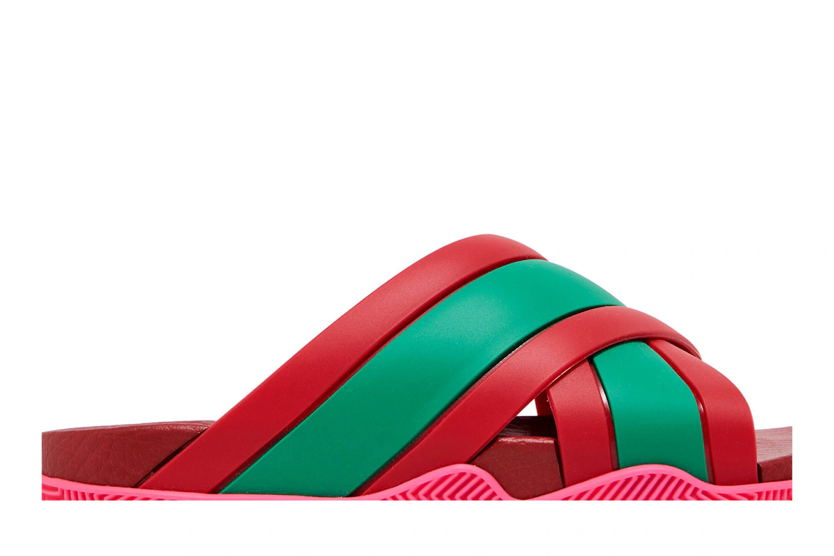 (Women) Gucci Web Stripe Slide Sandal 'Coral'