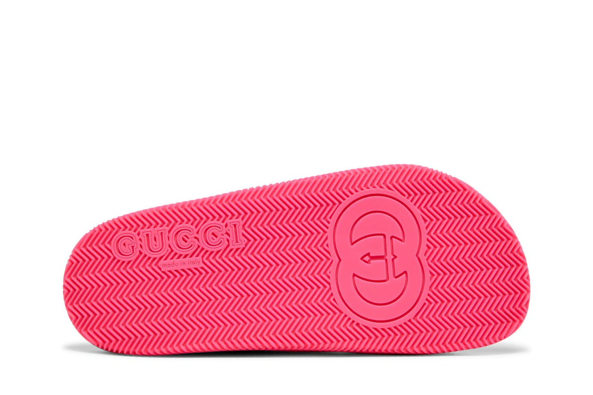 (Women) Gucci Web Stripe Slide Sandal 'Coral'