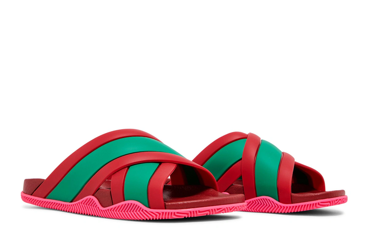 (Women) Gucci Web Stripe Slide Sandal 'Coral'