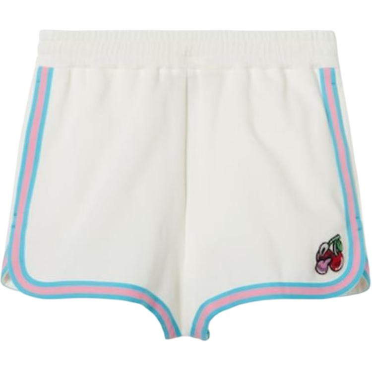 (Women) Gucci White Cherry Embroidery Elastic Waist Shorts 781829-XJGIT-9133