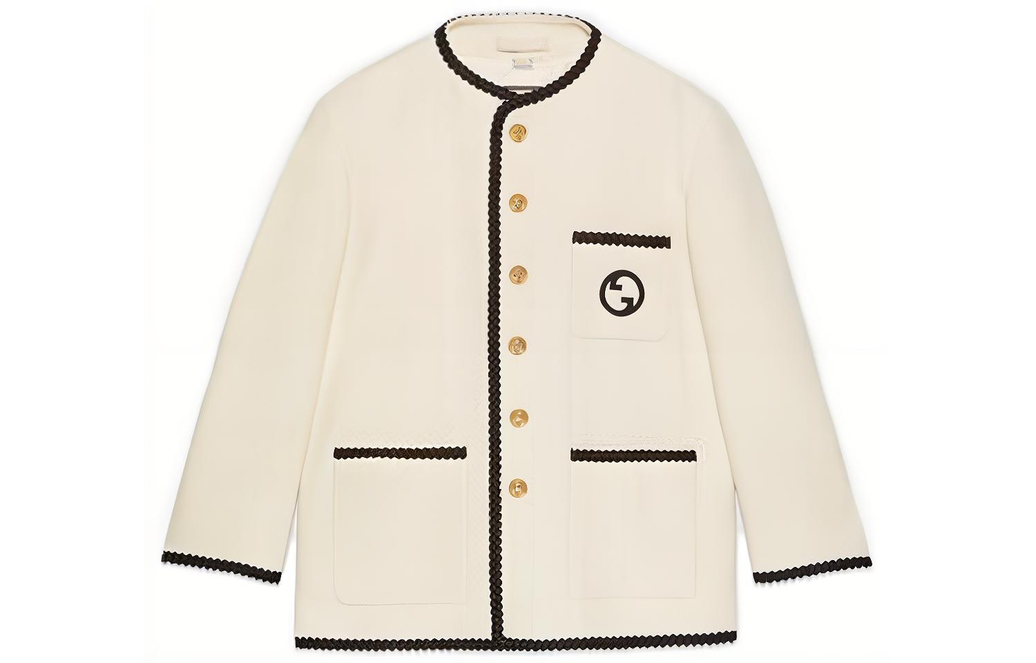 (Women) Gucci White Embroidered Wool Blend Long Sleeve Jacket 749578-ZANIZ-9782