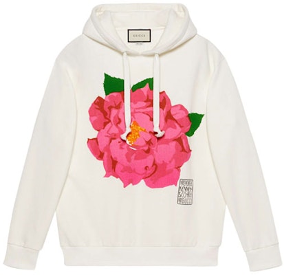 (W) 古驰白色花卉标志印花连帽衫 615061-XJDC8-9095 Buy (W) 古驰白色花卉标志印花连帽衫 615061-XJDC8-9095