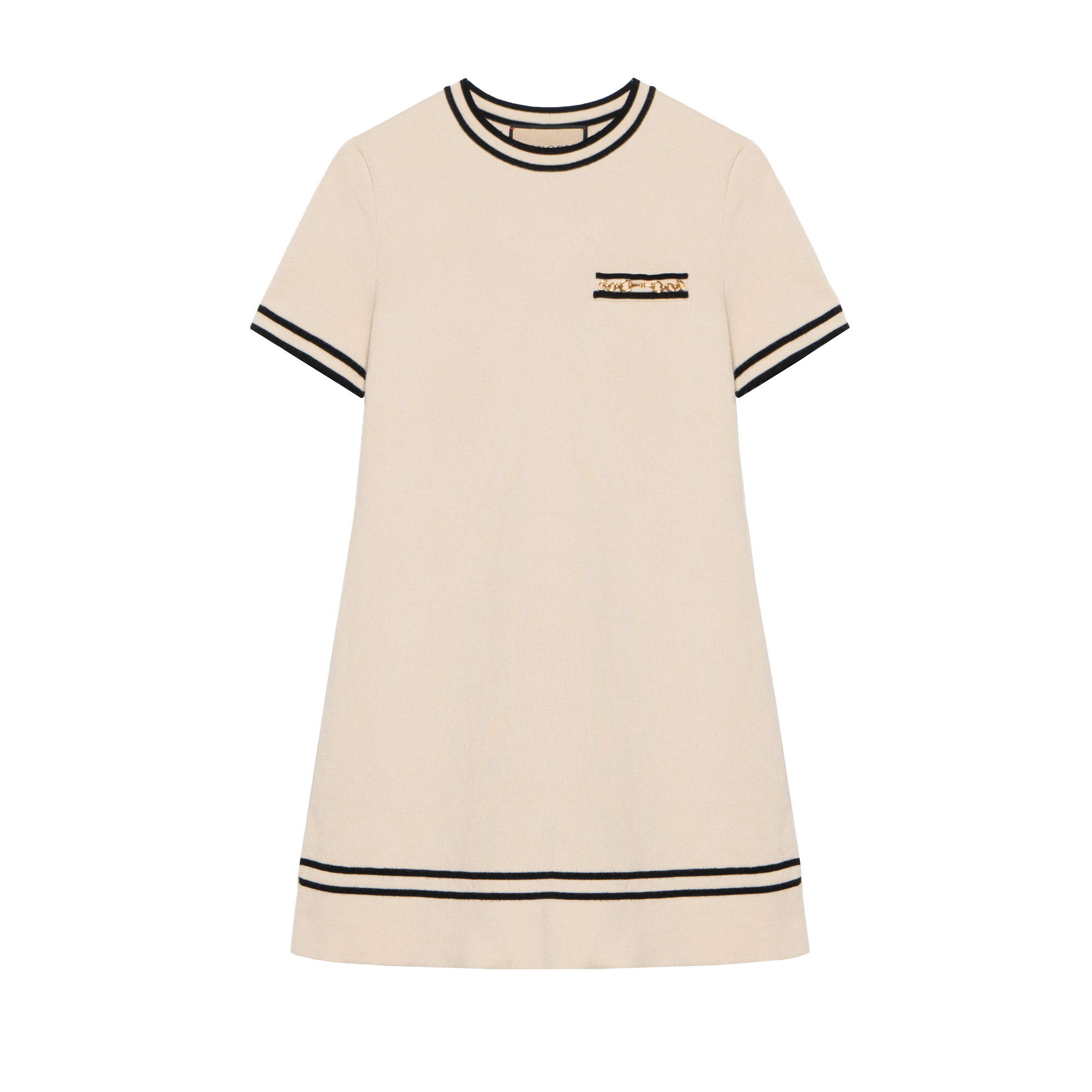 (Women) Gucci White GG Jacquard Wool A-Line Short Sleeve Dress for Women 650387-XKBNZ-9087