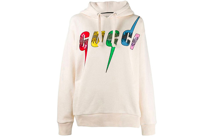 (Women) Gucci White Hoodie with Classic Logo Print 469251-XJA0E-9230