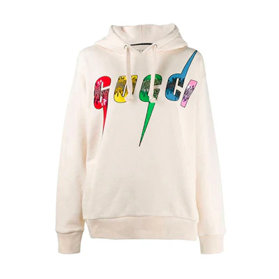 (Women) Gucci White Hoodie with Classic Logo Print 469251-XJA0E-9230