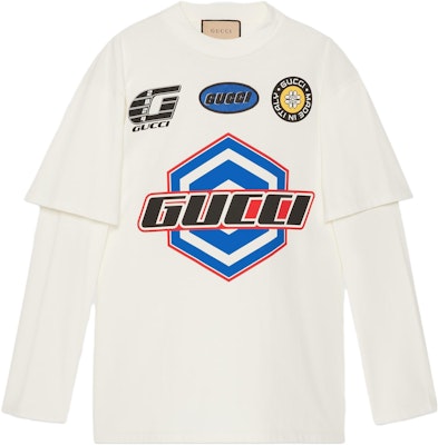(Women) Gucci White Letter Print Crewneck Long Sleeve T-Shirt 775788-XJGCS-9088 Buy (Women) Gucci White Letter Print Crewneck Long Sleeve T-Shirt 775788-XJGCS-9088