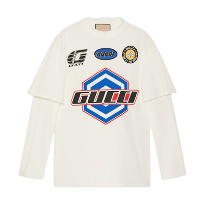(Women) Gucci White Letter Print Crewneck Long Sleeve T-Shirt 775788-XJGCS-9088