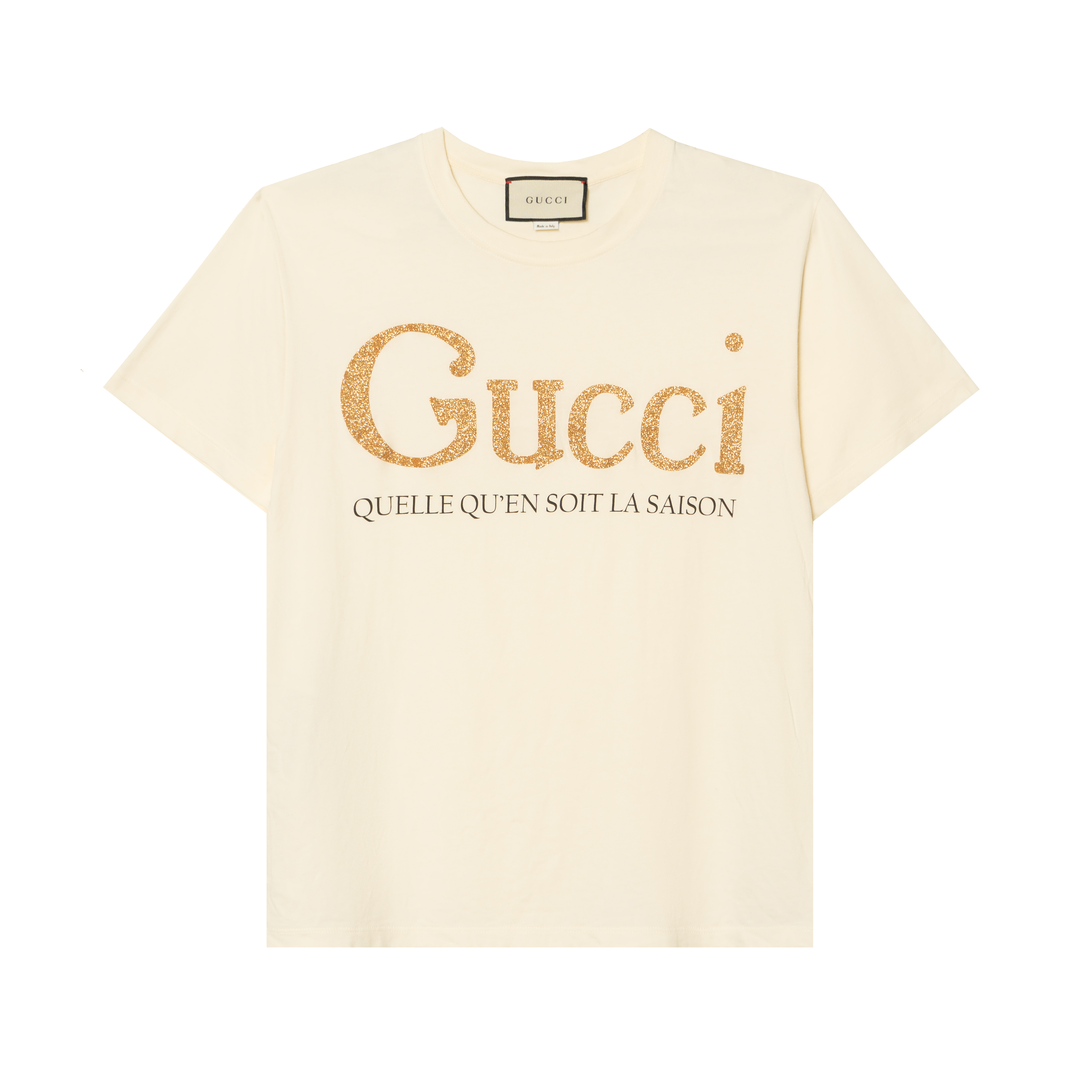 (Women) Gucci White Letter Print Crewneck Straight-Fit Tee Women SS20 Collection 615044-XJCLF-7136