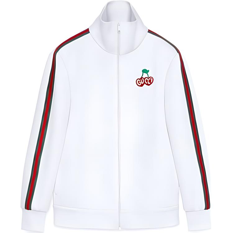 (Women) Gucci White Logo Embroidered Zip Neck Jacket 625025-XJCU-19280