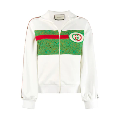 (Women) GUCCI White Logo Lace Panel Track Jacket 580306-XJBK7-9280