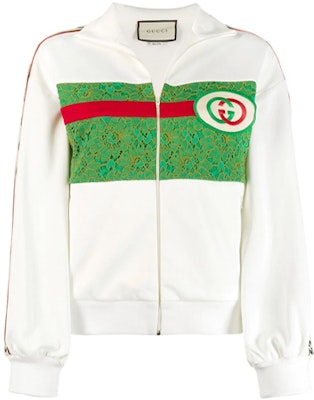 (Women) GUCCI White Logo Lace Panel Track Jacket 580306-XJBK7-9280 Order (Women) GUCCI White Logo Lace Panel Track Jacket 580306-XJBK7-9280