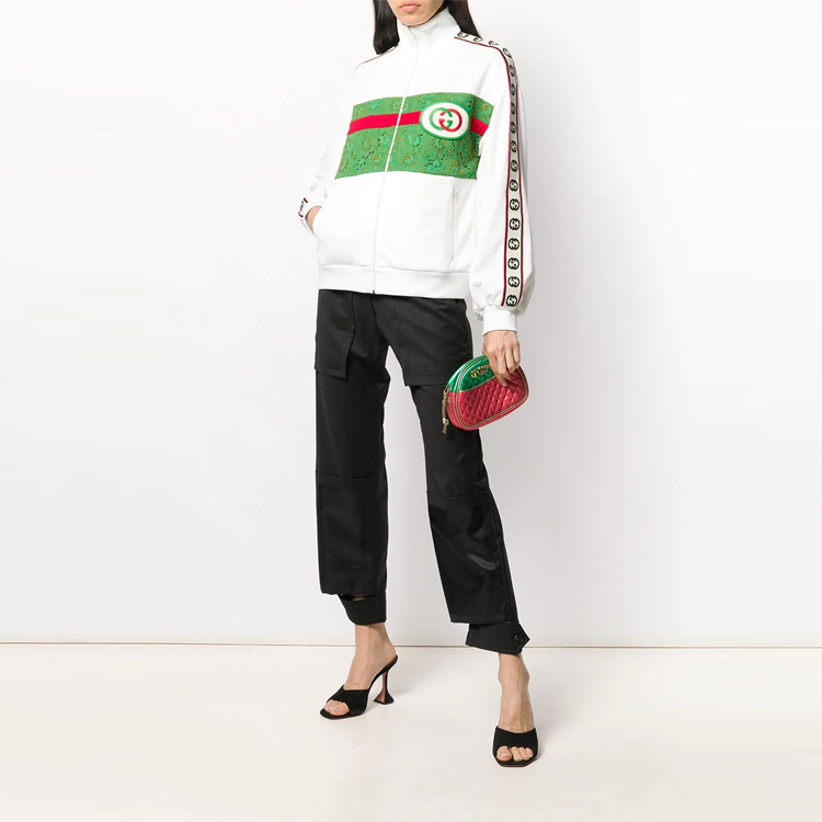 Lookbook (Women) GUCCI White Logo Lace Panel Track Jacket 580306-XJBK7-9280