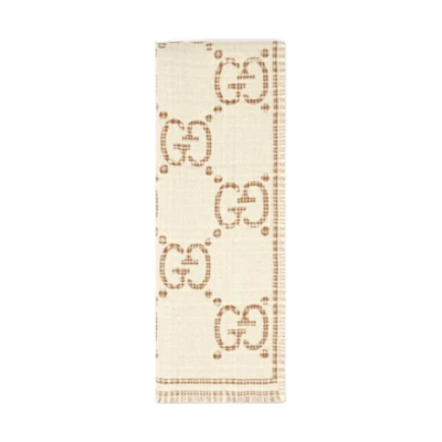 (Women) GUCCI White Logo Print Wool Scarf 7744193GAMQ