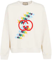 (Women) Gucci White Logo Star Print Crewneck Sweatshirt 626990-XJDNK-9230-yc (Women) Gucci White Logo Star Print Crewneck Sweatshirt 626990-XJDNK-9230-yc