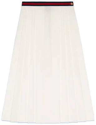 (W) 古驰白色中长款褶裙带腰部条纹 695295-ZAEC4-1022 Buy (W) 古驰白色中长款褶裙带腰部条纹 695295-ZAEC4-1022