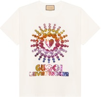 (Women) Gucci White Sequin Logo Print Oversized Crew Neck T-Shirt 615044-XJEN4-9088 (Women) Gucci White Sequin Logo Print Oversized Crew Neck T-Shirt 615044-XJEN4-9088