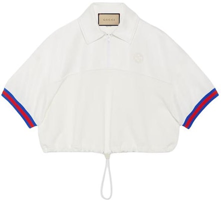 (W) Gucci Polo Blanco de Manga Corta con Cuello Tejido y Diseño Acanalado. 773728-XJF8V-9088 Buy (W) Gucci Polo Blanco de Manga Corta con Cuello Tejido y Diseño Acanalado. 773728-XJF8V-9088